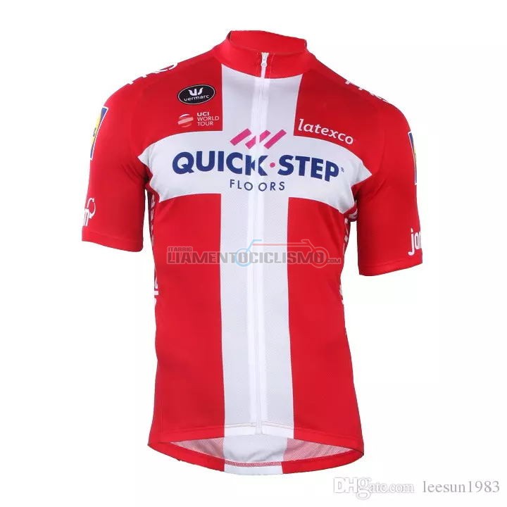 2018 2019 Abbigliamento Ciclismo Quick Step Floors Campione Danimarca Manica Corta 2018